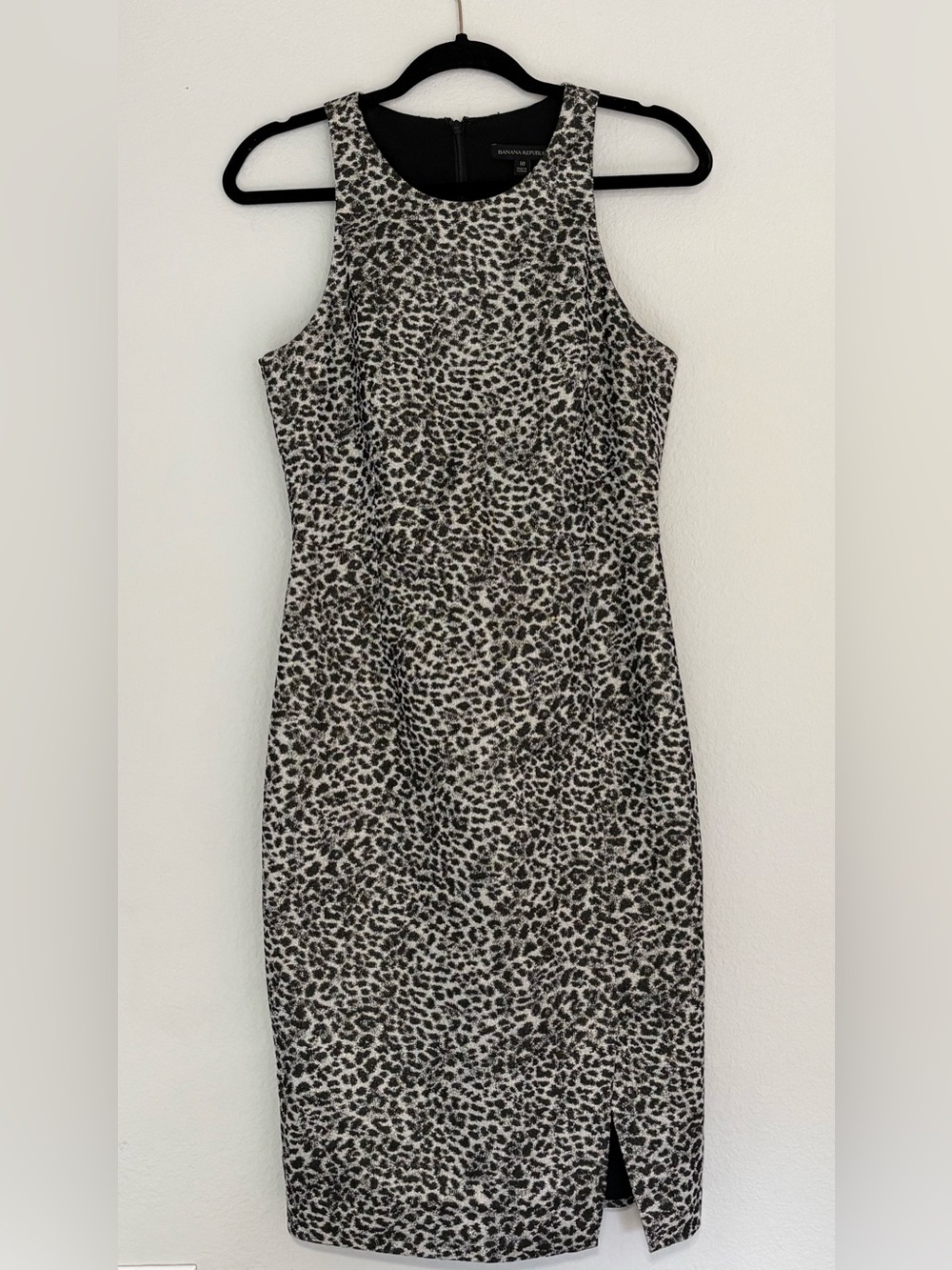 Banana Republic Black and White Leopard-Print Sheath Dress